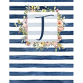 T: Letter T Monogram Initial Notebook - 8.5" x 11" - 100 pages, Dot Bullet Grid Pages- Watercolor Floral Notebook