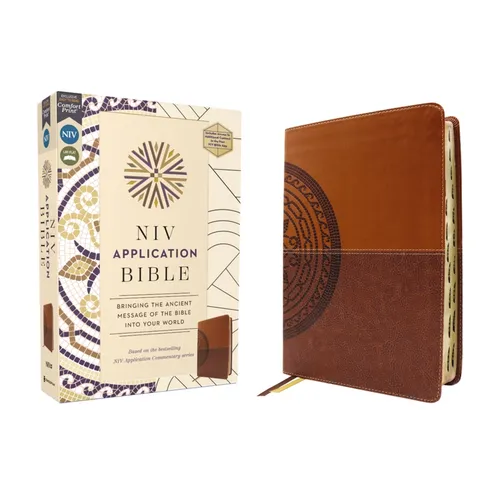 NIV Application Bible, Leathersoft, Brown, Red Letter, Thumb Indexed, Comfort Print: Bringing the Ancient Message of the Bible Into Your World