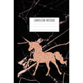 Composition Notebook: Rose Gold Unicorn and Smooth Black Marble and Rose Gold Notebook for Girls, Kids, School, Students and Teachers (Wide