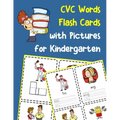 CVC Words Flash Cards with Pictures for Kindergarten: Vowels and consonants missing word activity flashcards