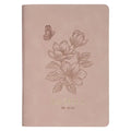 Christian Art Gifts Inspirational Zippered Journal, Be Still Wide Ruled Notebook, Psalm 46:10 Bible Verse, Pink Vegan Leather, 336 Lined Pages W/Scrip