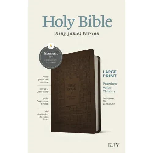KJV Large Print Premium Value Thinline Bible, Filament Enabled (Leatherlike, Dark Brown Tile, Red Letter)