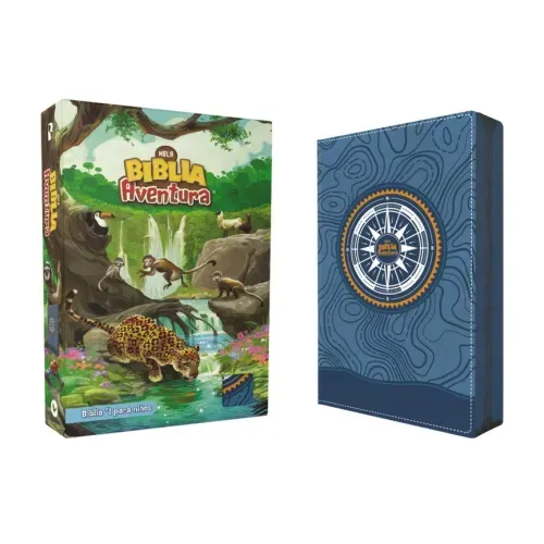 Nbla, Biblia Aventura, Interior a Color, Leathersoft, Azul, Con Cierre, Comfort Print