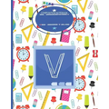 Composition Notebook V: Monogrammed Initial Primary School Wide Ruled Notebook