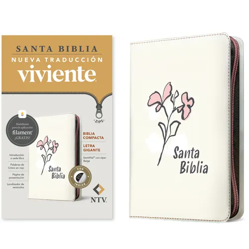 Biblia Compacta Ntv, Letra Gigante de Zíper Con Filament (Sentipiel, Beige, Índice, Letra Roja)