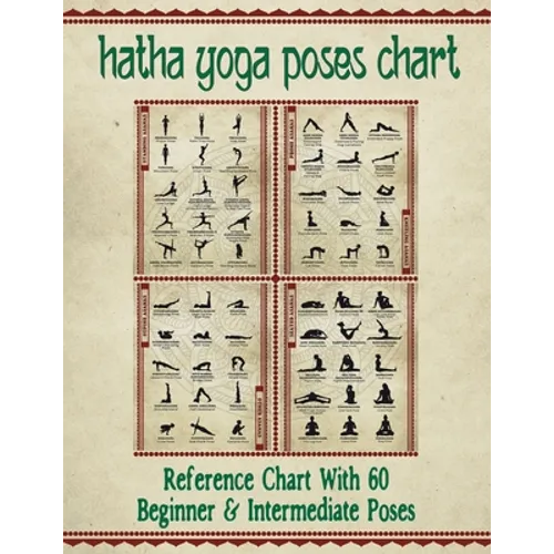 Hatha Yoga Poses Chart: 60 Common Yoga Poses and Their Names - A Reference Guide to Yoga Asanas (Postures) 8.5 x 11" Full-Color 4-Panel Pamphlet