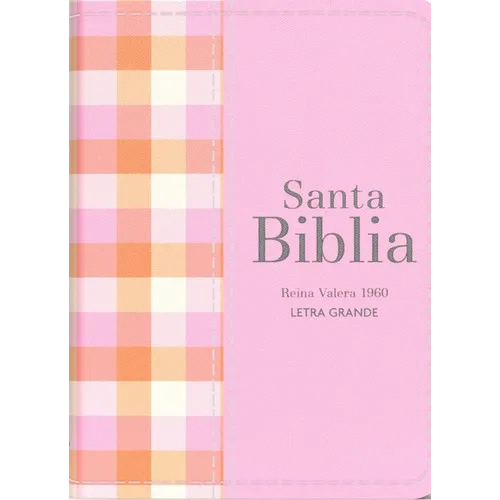 Biblia Rvr 1960 Compacta Símil Piel Cuadros Rosa Claro (Bible Rvr 1960 Compact Size Leatherlike Light Pink Checked Pattern (Spanish Edition)