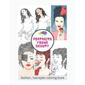 Portraits young beauty: Beautiful women adult fashion, hairstyles coloring book