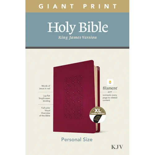 KJV Personal Size Giant Print Bible, Filament Enabled Edition (Leatherlike, Diamond Frame Cranberry, Indexed)