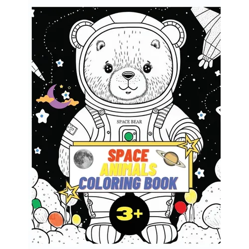 Space Animals Coloring Book: 50 pages of modern coloring images for children aged 3 and up, 8.5x11 in
