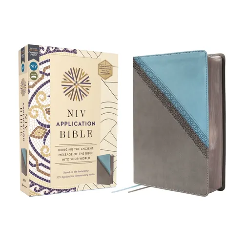 NIV Application Bible, Leathersoft, Teal/Grey, Red Letter, Comfort Print: Bringing the Ancient Message of the Bible Into Your World
