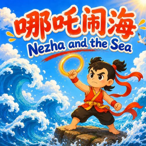 Nezha and the Sea: Chinese Mythology Stories for Kids in English, Simplified Chinese, & Pinyin!