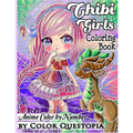 Chibi Girls Coloring Book Anime Color by Number: Adorable Kawaii Manga Mosaic Fantasy Scenes For Adults, Kids, and Teens