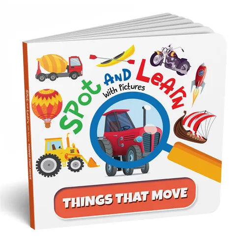 Spot and Learn with Pictures: Things That Move: A Fun & Interactive Board Book to Develop Observation Skills and Vocabulary for Kids, Toddlers [Pengui