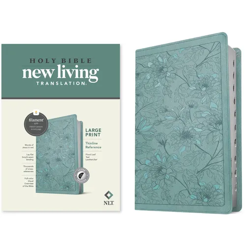 NLT Large Print Thinline Reference Bible, Filament Enabled Edition (Red Letter, Leatherlike, Floral/Teal, Indexed)