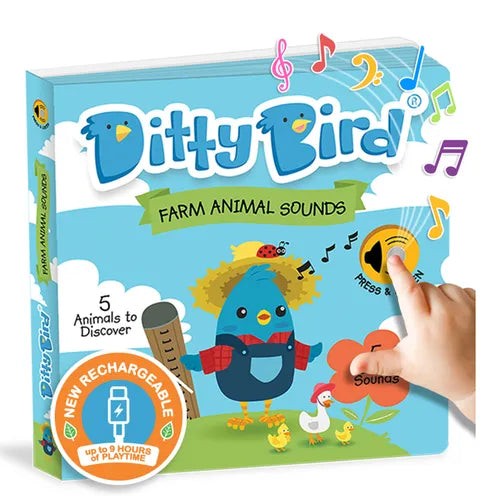 Ditty Bird Interactive Farm Animal Sound Book Musical Books for Toddlers 1- 3 Board Book with Sounds