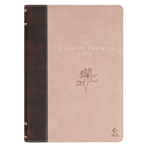 The Spiritual Growth Bible, Study Bible, NLT - New Living Translation Holy Bible, Vegan Leather, Brown/Pink Two-Tone