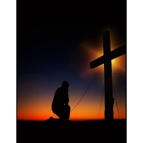 Prayer at the Cross Christian Inspirational Notebook: 100 Pages 8.5" X 11" Wide Ruled Line Paper