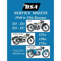 BSA BANTAM D1-D3-D5-D7 'SERVICE SHEETS' 1948-1966 RIGID, SPRING FRAME AND SWING ARM 125cc-150cc-175cc MODELS