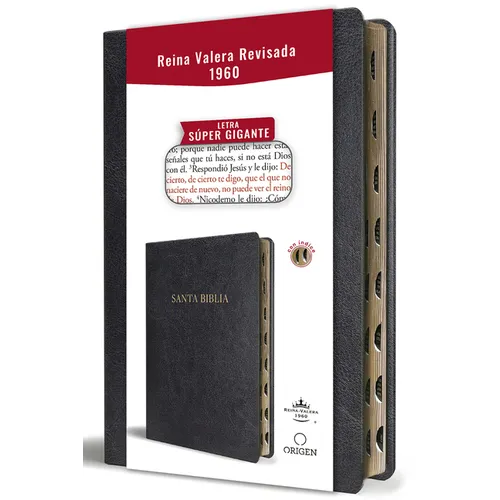 Biblia Reina Valera Revisada 1960 Letra Súper Gigante, Símil Piel Negro Con Índice / Spanish Bible Rvr 1960 Super Giant Print, Black Leathersoft W/ Th