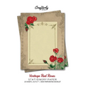 Vintage Red Roses Stationery Paper: Antique Letter Writing Paper for Home, Office, 25 Sheets (Border Paper Design)