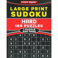 Large Print Sudoku: Hard 100 Sudoku Puzzles - One Puzzle Per Page with Solutions