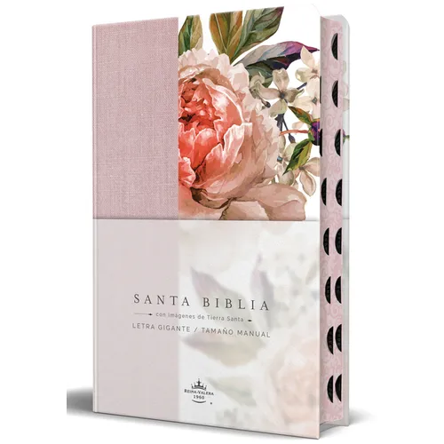 Rvr 1960 Tamaño Manual Letra Gigante Tela Con Flores Rosadas, Canto Pintado E Índice / Spanish Bible Rvr 1960 Giant Print, Pink Leathersoft with Flowe