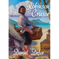 Robinson Crusoe: A novel by Daniel Defoe about a castaway who spends 28 years on a remote tropical desert island encountering cannibals, captives, and