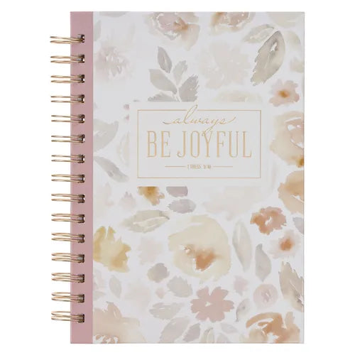Christian Art Gifts Inspirational Journal, Be Joyful Wide Ruled Notebook, 1 Thess. 5:16 Bible Verse, Dusty Mauve, 192 Lined Pages W/Scripture, (8.4" X