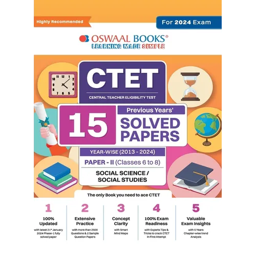 Oswaal CTET (Central Teachers Eligibility Test) Paper-II Classes 6 - 8 15 Year's Solved Papers Social Science and Studies Yearwise 2013 - 2024 For 202