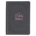 KJV Holy Bible, Compact Large Print Faux Leather Red Letter Edition - Ribbon Marker, King James Version, Gray