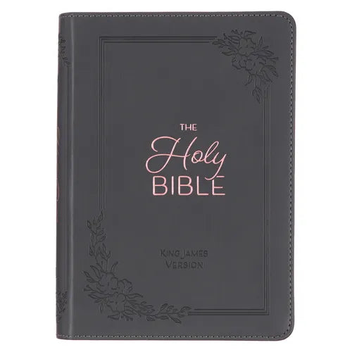 KJV Holy Bible, Compact Large Print Faux Leather Red Letter Edition - Ribbon Marker, King James Version, Gray