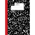 Marble Notebook A5: Black and Red Spine Marble Wide Rule Journal