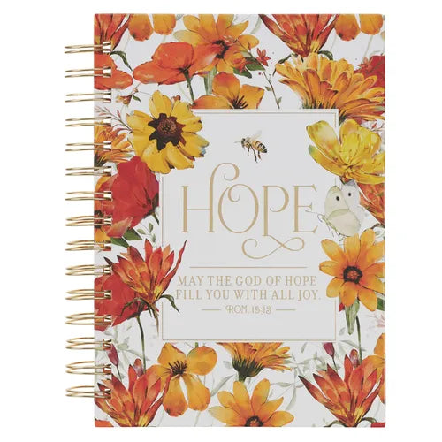 Christian Art Gifts Inspirational Journal, God of Hope Wide Ruled Notebook, Romans 15:13 Bible Verse, Orange, 192 Lined Pages W/Scripture, (8.4" X 6.4