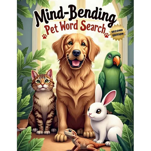 Mind-Bending Pet Word Search (Second Edition): 50 Challenging Pet Animal-Themed Puzzles for Word Search Pros plus 10 Bonus Coloring Pages!