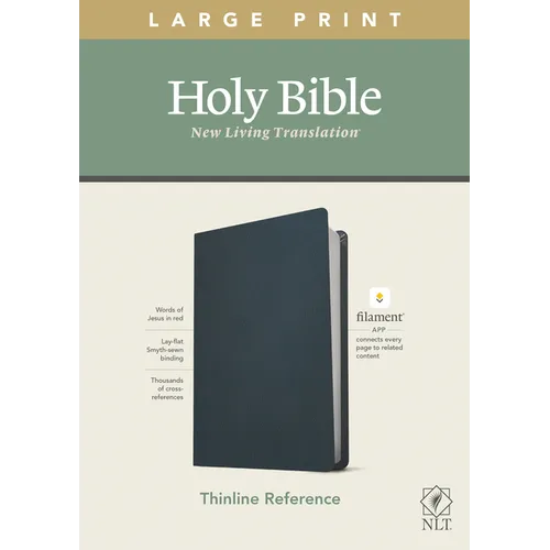 NLT Large Print Thinline Reference Bible, Filament Enabled Edition (Red Letter, Genuine Leather, Blue)