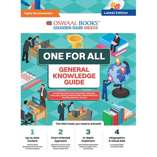 Oswaal One for all GK Guide English Medium (Latest Edition) For All Government Job Exams (UPSC, State PSC, PSUs, SSC, Banking, Railways RRB, Defence N