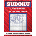 Sudoku Large Print 16x 16: 80 Sudoku Puzzles Normal Level Brain Games Book for Adults and Seniors Great Gift for Any Sudoku Lovers
