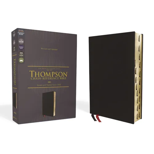 Nasb, Thompson Chain-Reference Bible, Genuine Leather, Calfskin, Black, 1995 Text, Red Letter, Thumb Indexed, Comfort Print