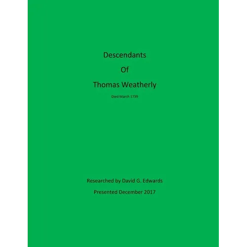 Descendants of Thomas Weatherly