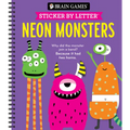 Brain Games - Sticker by Letter: Neon Monsters (20 Images to Sticker + Jokes!)