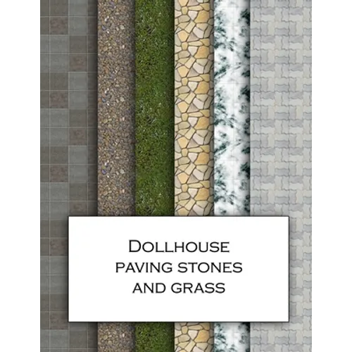 Dollhouse Paving Stones And Grass: Ground textured wallpaper for decorating gardens for doll's houses and model buildings. Beautiful sets of papers fo