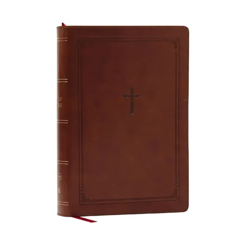 NKJV Giant Print End-Of-Verse Reference Bible, Brown Leathersoft, Red Letter, Comfort Print: Holy Bible - Great for Father's Day