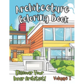 Architecture Coloring Book: Beautiful Houses in Mid-century Modern, Farmhouse, Craftsman, Victorian, Cape Cod, Colonial, Art Deco and other iconic