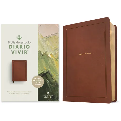 Biblia de Estudio del Diario Vivir Ntv (Sentipiel, Café, Letra Roja)