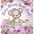 It's a Girl! Baby Shower Guest Book: Whimsical Teddy Bear Square Hardcover Guest Book for Girls, Purple Floral Theme - Sign-In, Wishes for Baby & Phot
