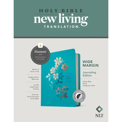NLT Wide Margin Bible, Filament Enabled (Hardcover Cloth, Ocean Blue Floral, Indexed, Red Letter)