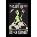 I Am Mostly Peace Love And Weed And A Little F*ck Yourself: Cannabis Graphic Jorunal Book For Marijuana Smoker 120 Pages DINA5
