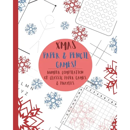 Xmas Paper & Pencil games!: Cute Christmas winter snowflake snowmen travel & activity game book with game instructions! Features 4 in a row, hangm