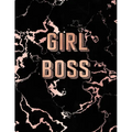 Girl Boss: Inspirational Quote Notebook, Trendy Black Marble and Rose Gold - 8.5 x 11, 120 College Ruled Pages